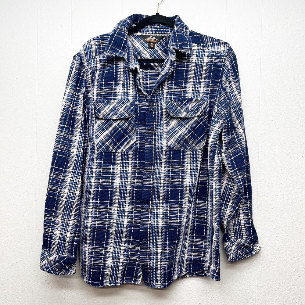 Pacific Trail Plaid Shirt Mens Medium Super Thick Knit Cotton Barn Lumberjack
